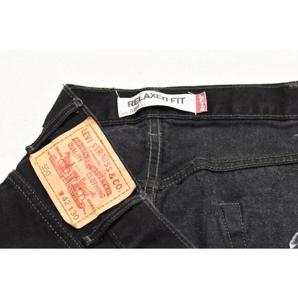 Levi's 550 Relaxed Fit Men's Black Denim Jeans Regular Size 42x30 100% Cotton - Picture 7 of 8